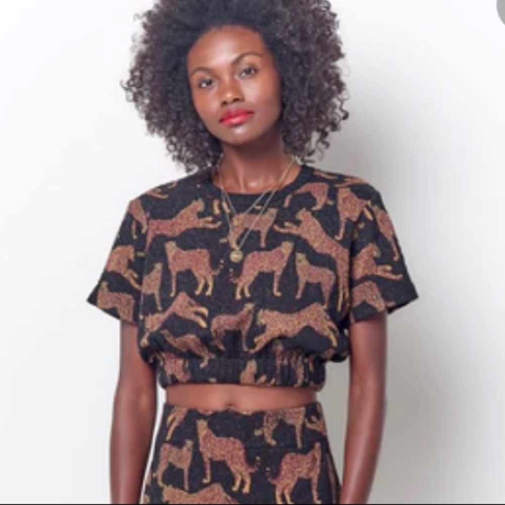 Corey Lynn Calter Zola Leopard Print Crop Top Small
